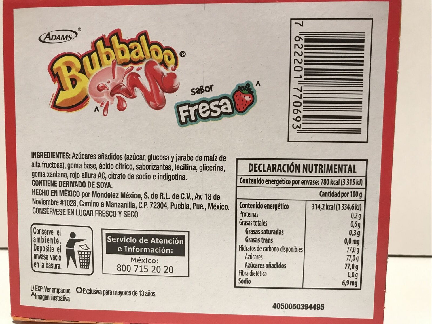 2-Pk Bubbaloo Gum Strawberry & Mint / Bubbaloo Chicle Sabores 255gr/8 ...