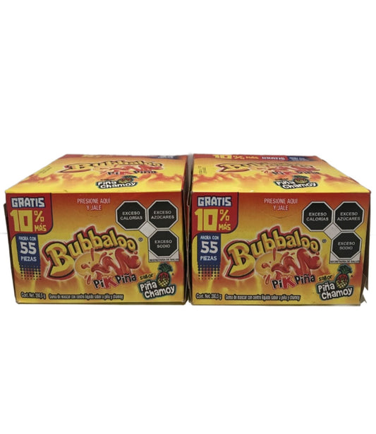 2-Pk Bubbaloo Chicle Piña Chamoy Gum Bubbaloo Pineaple & Chamoy 280gr/9.89oz