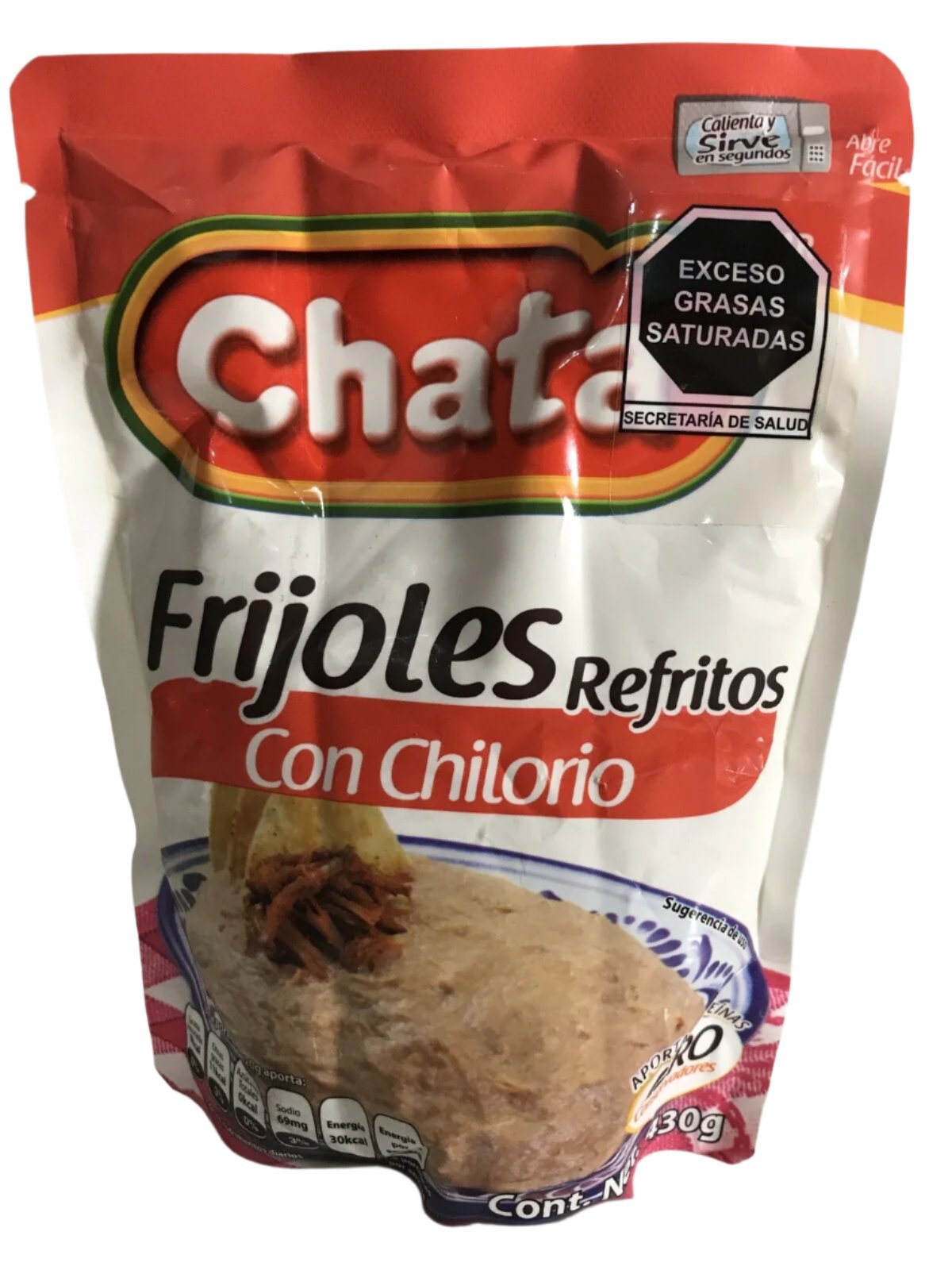 4-Pack Chata Refried Beans W/Chilorio / Frijoles Refritos C/Chilorio 430g/15oz