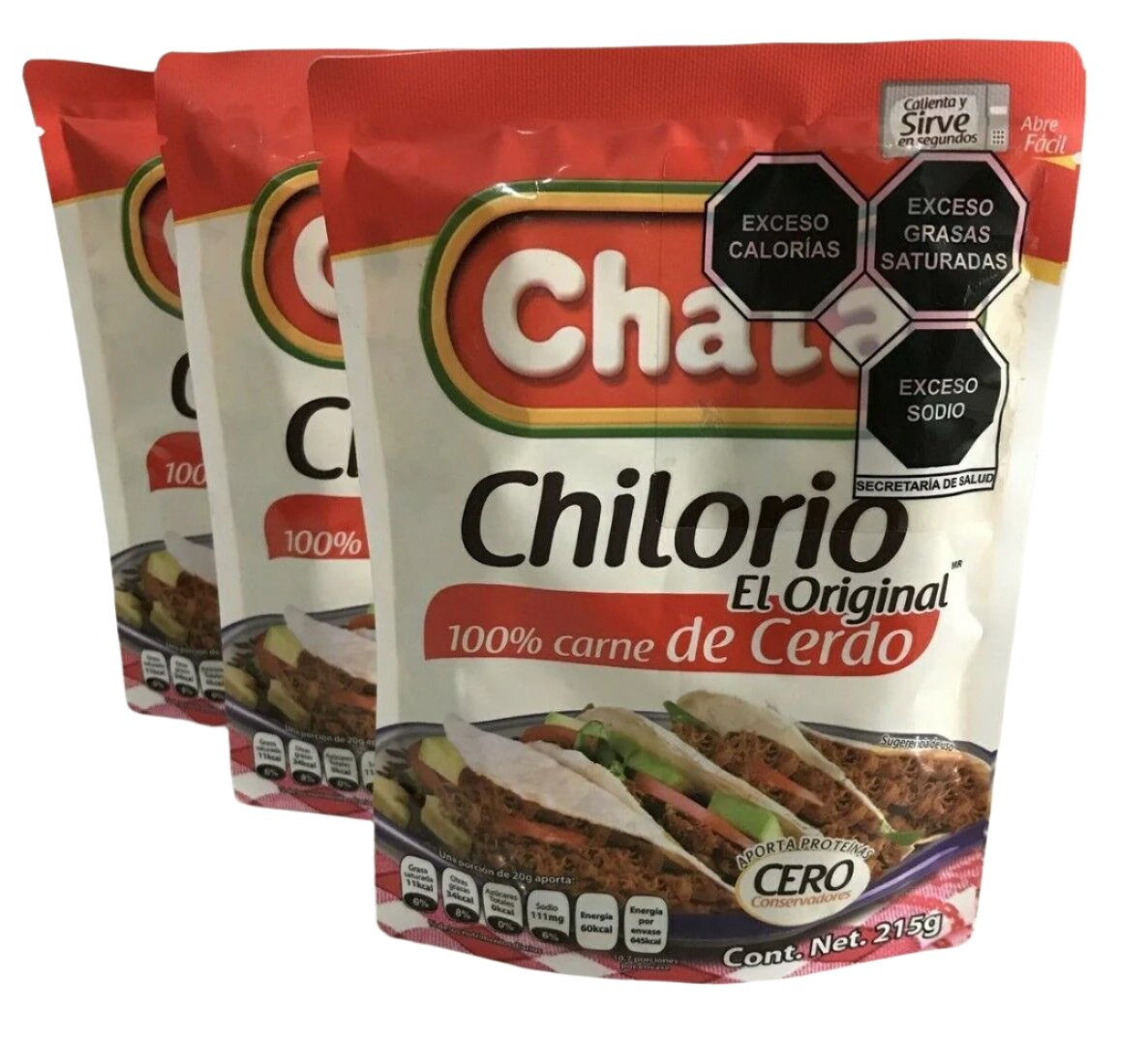 4-Pack Chata Mexican Pork Chilorio 215g/7.5oz ea.