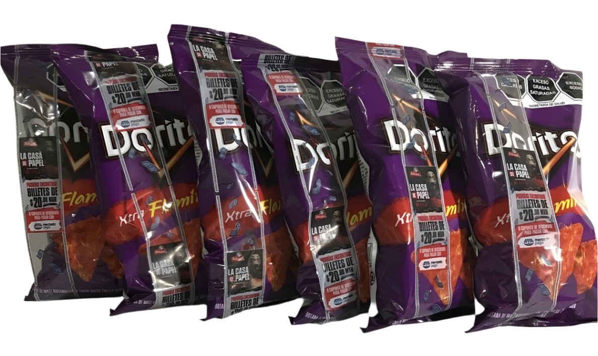 6-Pk Sabritas Doritos Xtra Flamin Hot Doritos 62gr/2.19oz ea.