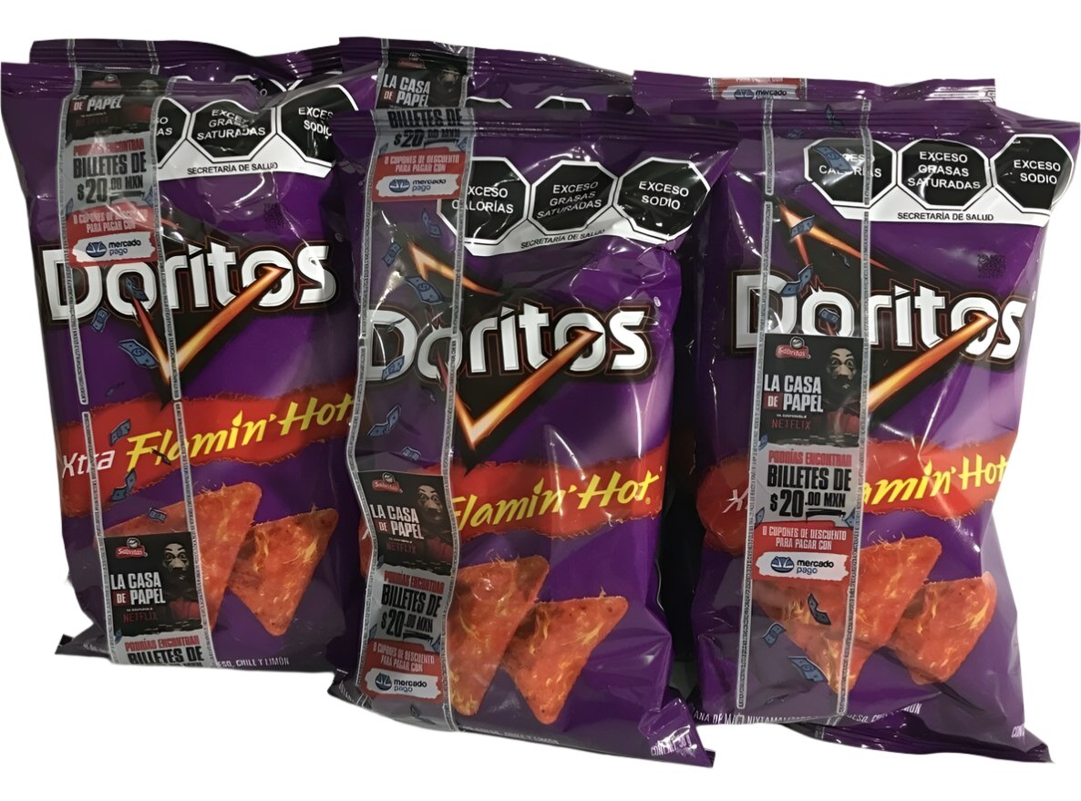 6-Pk Sabritas Doritos Xtra Flamin Hot Doritos 62gr/2.19oz ea.