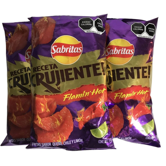 4-Pk Sabritas Receta Crujiente Flamin Hot Mexican Potato Chips 170g/6oz