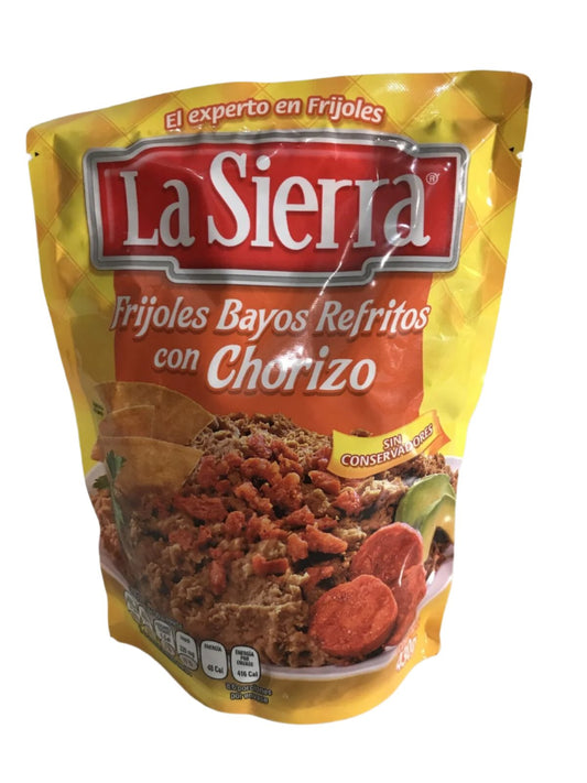 4-Pack La Sierra Mexican Refried Beans / Frijoles Bayos c/ Chorizo Ref. 430g/15oz