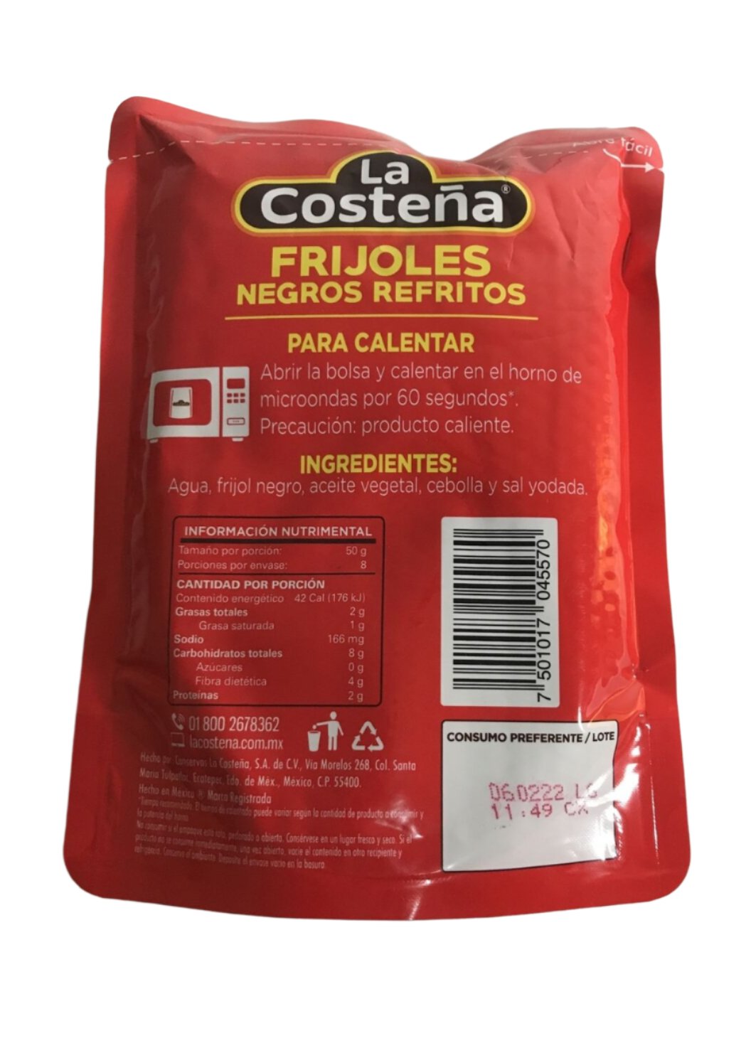 4-Pack La Costeña Black Refried Beans / Frijoles Negros Refritos. 400gr/14.11oz