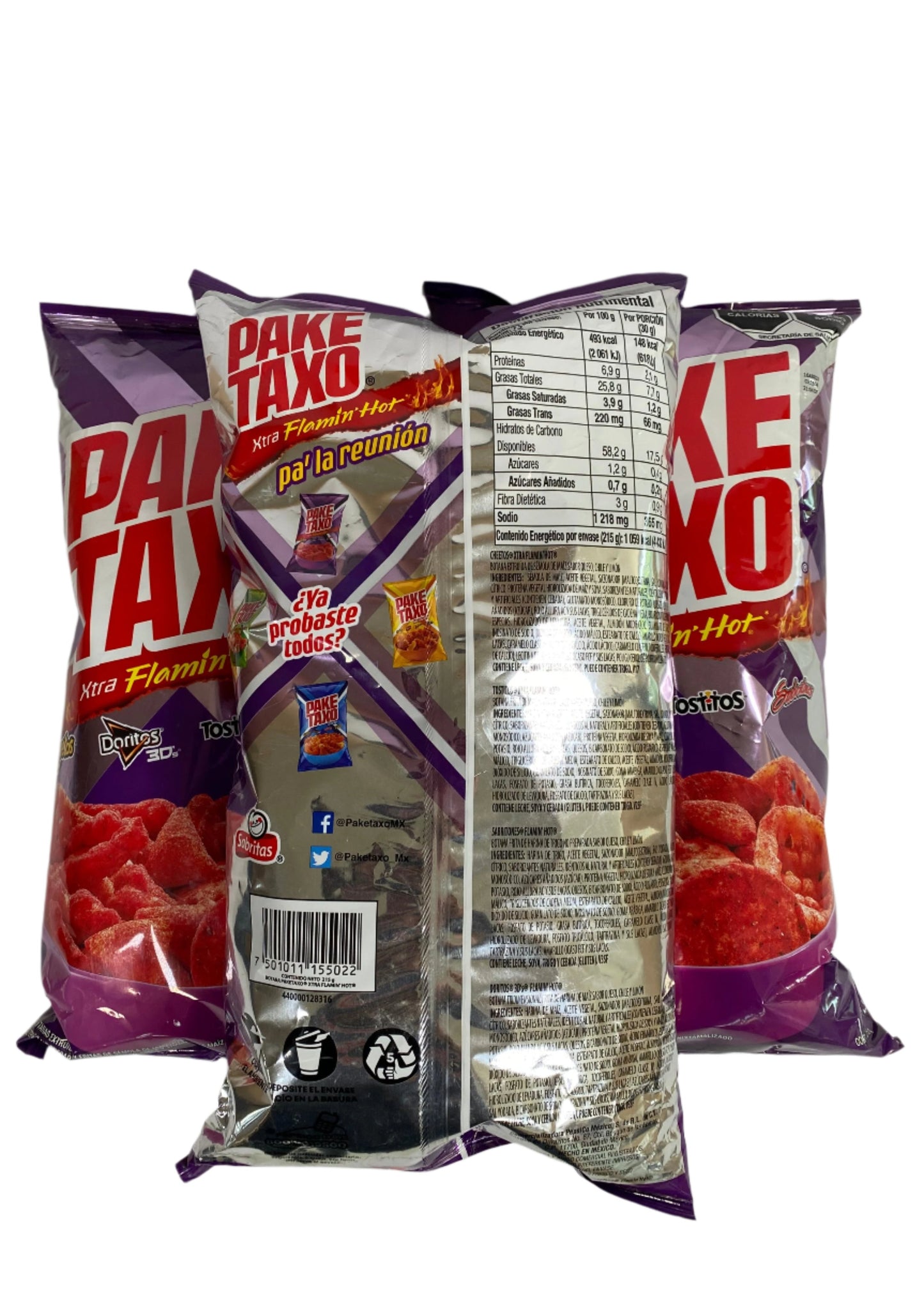 3-Pk Jumbo Paketaxo Flamin Hot Assorted Mex Chips 215g/8oz