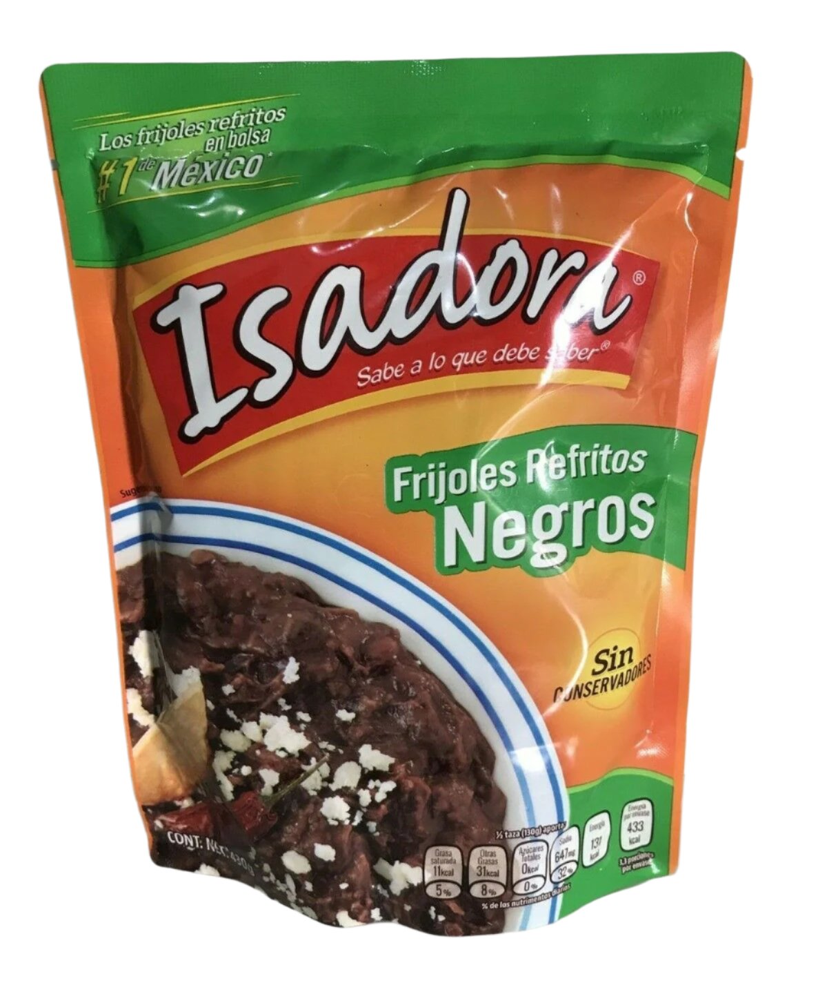 4-Pk Isadora Mex Refried Black Beans / Frijoles Refritos Negros. 430g/15oz