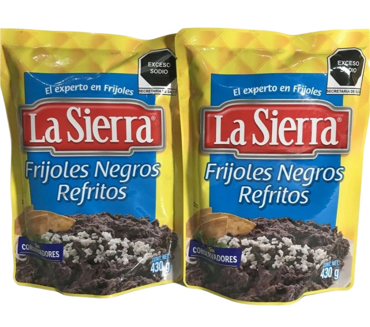 4-Pack La Sierra Black Refried Beans / Frijoles Negros Refritos 430gr/15.17oz