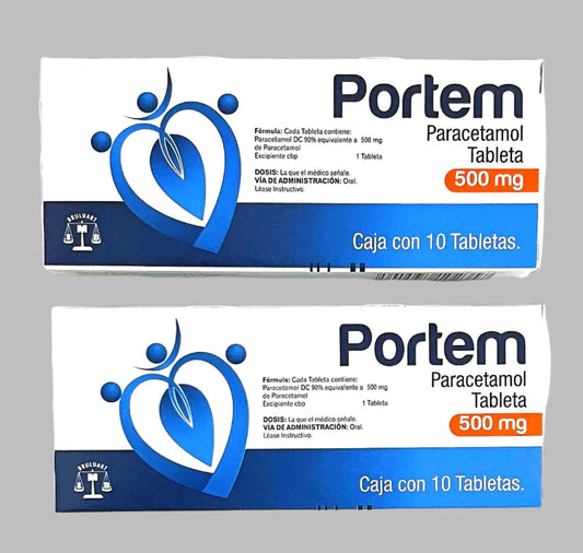 2Pk-Portem Paracetamol 500mg/10 tablets