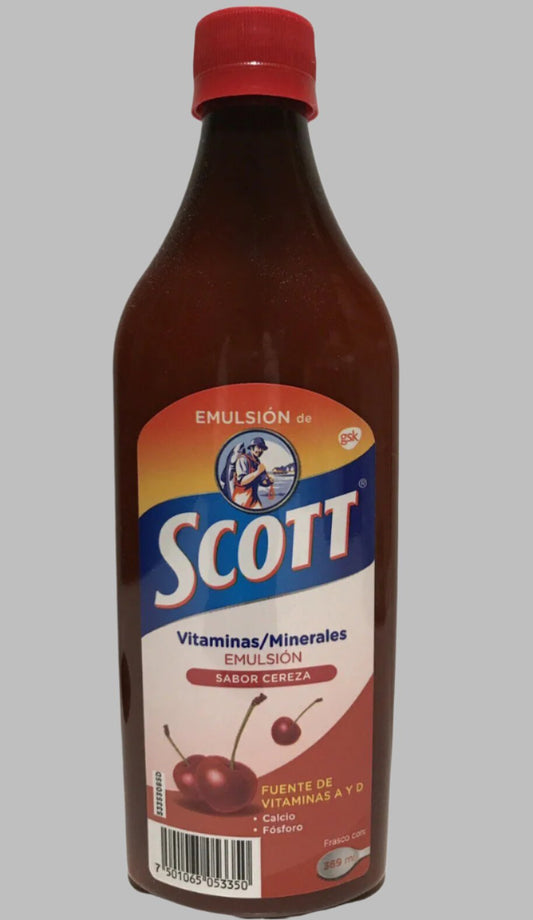 SCOTT Emulsion Cherry Flavored Vitamins A&D / Emulsion SCOTT Cereza 369ml /12.47oz