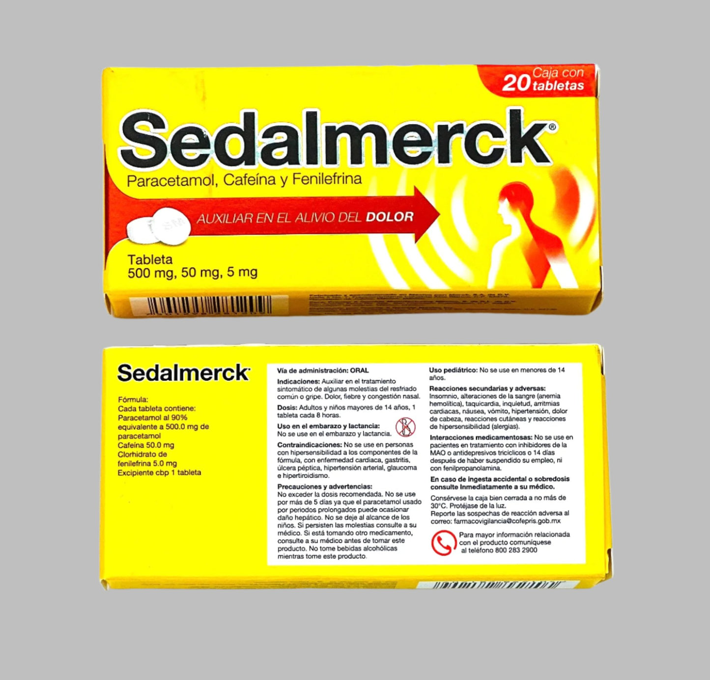 2-Pk Sedalmerk Pain Relief Paracetamol, Caffeine, Phenylephrine 500mg, 50mg, 5mg