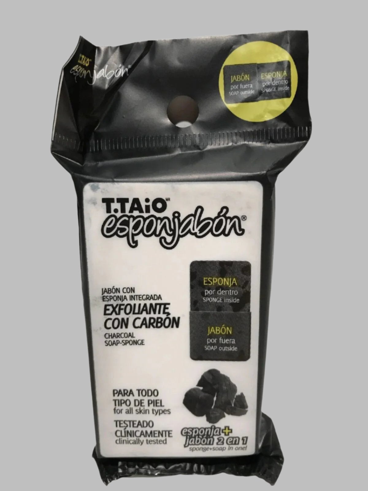 2-Pk T.TAiO Exfoliating Charcoal Sponge Soap w/Carbon 120g