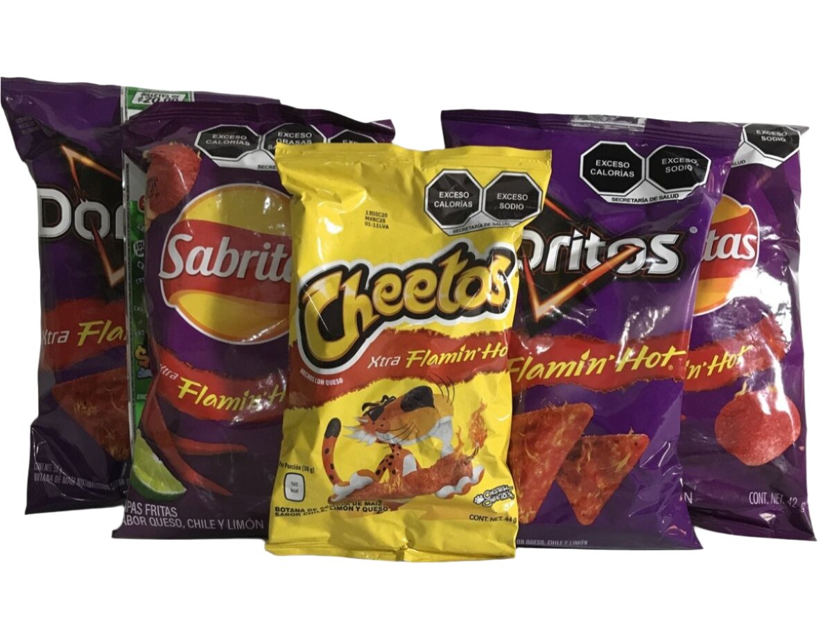 6-Pk Doritos, Cheetos & Sabritas Xtra Flamin Hot Variety Chips 45g