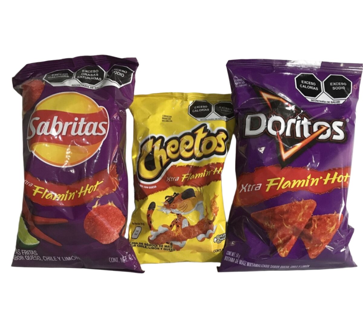 6-Pk Doritos, Cheetos & Sabritas Xtra Flamin Hot Variety Chips 45g